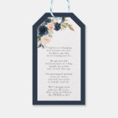 Navyblauw Roze Bloemige Bruidsdouche Niet Ingepakt Cadeaulabel (Achterkant)
