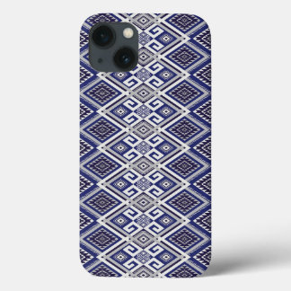 Navyblauw Tribal Motief Oppervlaktepatroon iPhone 13 Hoesje