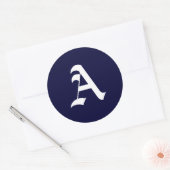 Navyblauw & Witte Monogram Eerste Zegels "A" (Envelop)