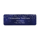 Navyblauw zilver retouradreslabel etiket (Voorkant)