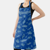 Navyblauwe visserchef Zeevruchten aangepaste tekst Schort (Insitu)