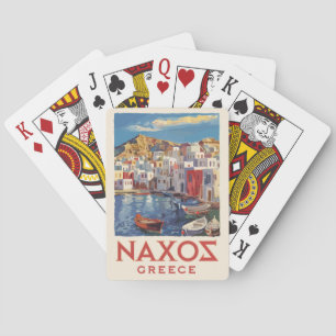 Naxos Griekenland Painterly Travel Art Vintage Pokerkaarten