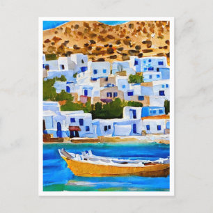 Naxos Griekenland Retro schilderij Briefkaart
