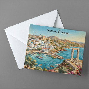 Naxos Griekenland Retro Vintage Reisillustratie Briefkaart