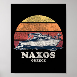 Naxos Griekenland Vintage Scheepvaart 70s Retro Bo Poster