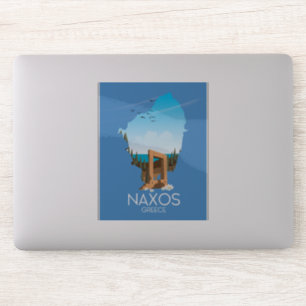 Naxos Map Griekse reisposter. Sticker