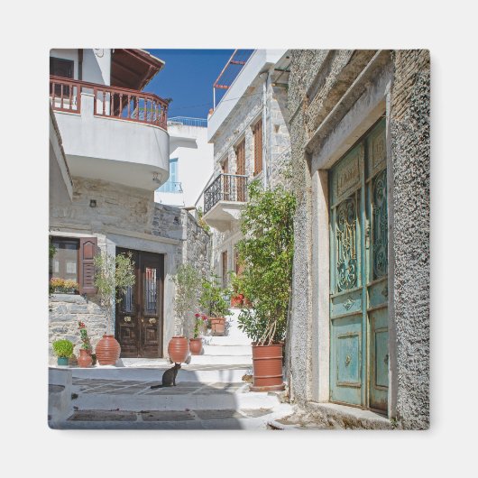 Naxos Village Cat Magnet Magneet (Voorkant)