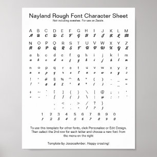 Nayland Rough Font Character Sheet for Zazzle Poster