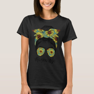 Naynay Life Messy Hair Bun Sunflower Women Moeder T-shirt