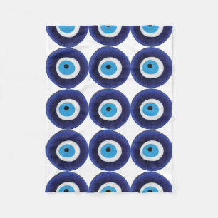 Nazar Evil Eye Protection Amulet Blue Beeldsymbool Fleece Deken
