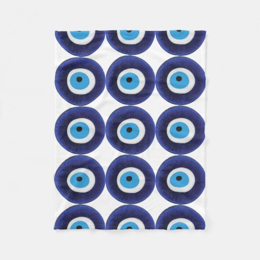 Nazar Evil Eye Protection Amulet Blue Beeldsymbool Fleece Deken (Voorkant)