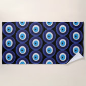 Nazar Evil Eye Protection Amulet Blue Beeldsymbool Strandlaken (Voorkant)