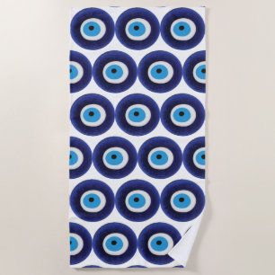 Nazar Evil Eye Protection Amulet Blue Beeldsymbool Strandlaken