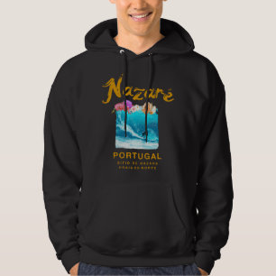 Nazare Portugal Retro Surfing 986 Hoodie