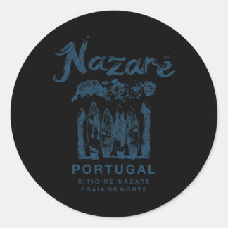 Nazare Portugal Vintage Surfing _2  Ronde Sticker