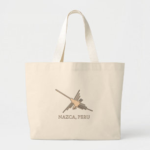 Nazca Hummingbird Geoglyph Newsprint Grote Tote Bag