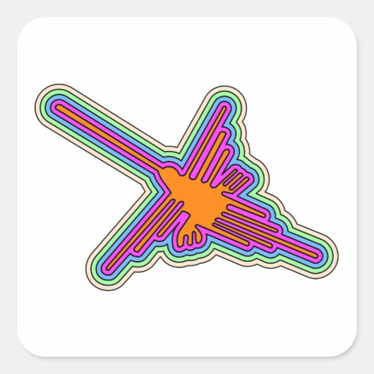 Nazca Hummingbird Peru Drawing Vierkante Sticker (Voorkant)