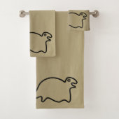 Nazca Lines Gold en Black Towels Seal Bad Handdoek (Insitu)