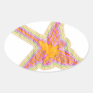 Nazca Lines Hummingbird met gekreukeld papieren ef Ovale Sticker
