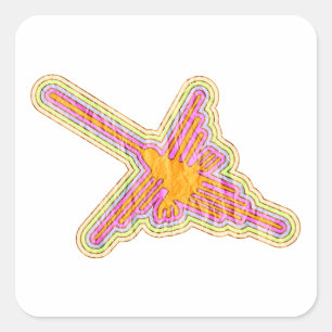 Nazca Lines Hummingbird met gekreukeld papieren ef Vierkante Sticker