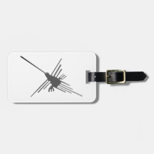 Nazca Lines Hummingbird Newsprint Bagagelabel