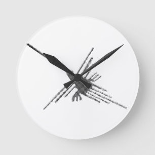 Nazca Lines Hummingbird Newsprint Ronde Klok