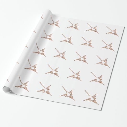 Nazca Lines Hummingbird Sketch Cadeaupapier (Uitgerold)