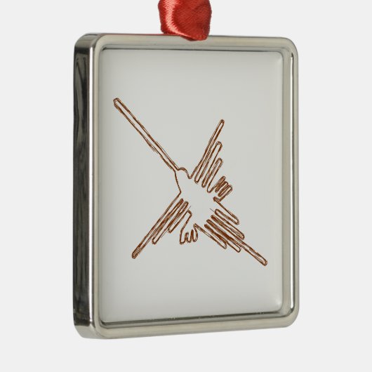 Nazca Lines Hummingbird Sketch Metalen Ornament (Rechts)