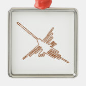 Nazca Lines Hummingbird Sketch Metalen Ornament (Voorkant)