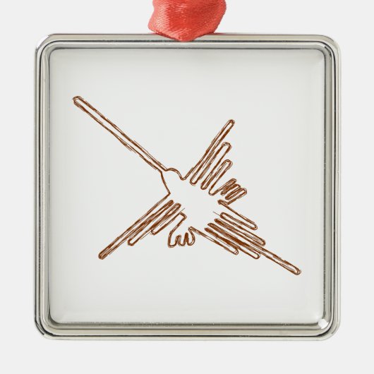Nazca Lines Hummingbird Sketch Metalen Ornament (Voorkant)