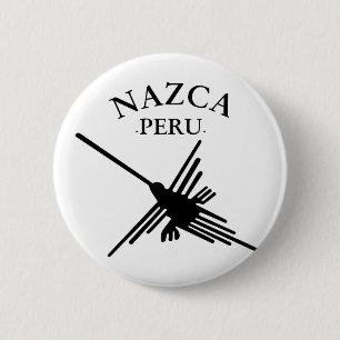 Nazca peru Hummingbird met gebogen tekst Ronde Button 5,7 Cm