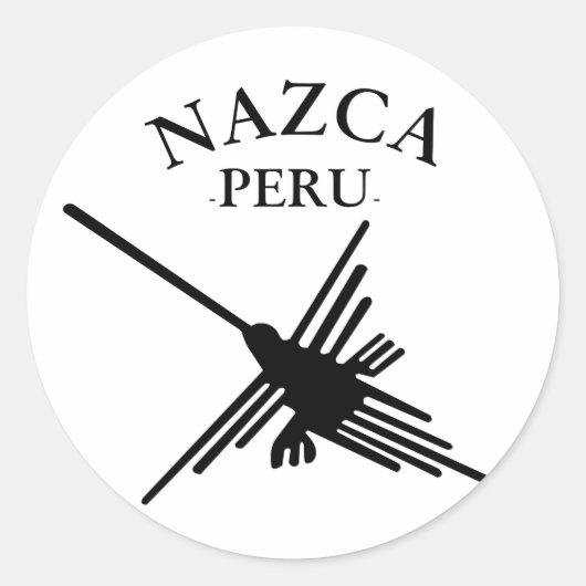 Nazca peru Hummingbird met gebogen tekst Ronde Sticker (Voorkant)