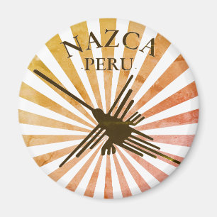 Nazca Peru Hummingbird Retro Sunset Magneet