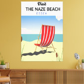 Naze Beach Essex-reisposter Canvas Afdruk (Insitu (Woonkamer))