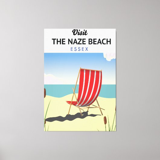 Naze Beach Essex-reisposter Canvas Afdruk (Voorkant)