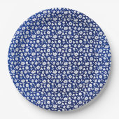 Nazeblauw en wit bloempatroon papieren bordje (Voorkant)