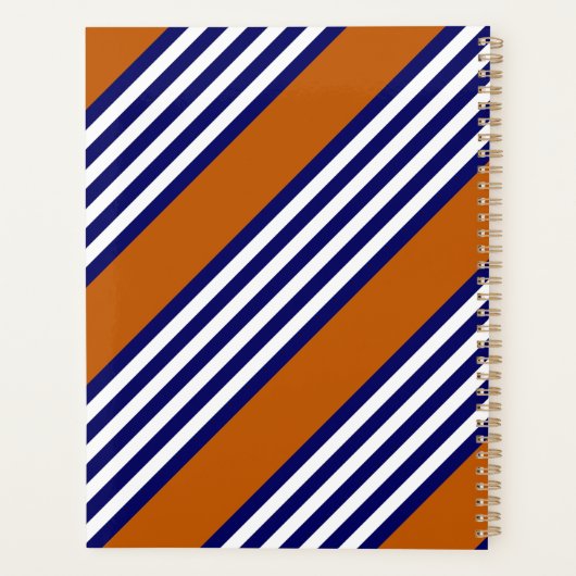 Nazeblauw en witte strepen met verbrand sinaasappe planner (Achterkant)