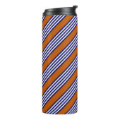 Nazeblauw en witte strepen met verbrand sinaasappe thermosbeker (Gedraaid links)