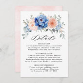 Nazeblauw leisteen stompzinnig roze bruiloft - det informatiekaartje (Voorkant / Achterkant)