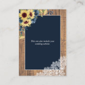 Nazeblauw zonnebloem Botanische kant houten detail Informatiekaartje (Achterkant)