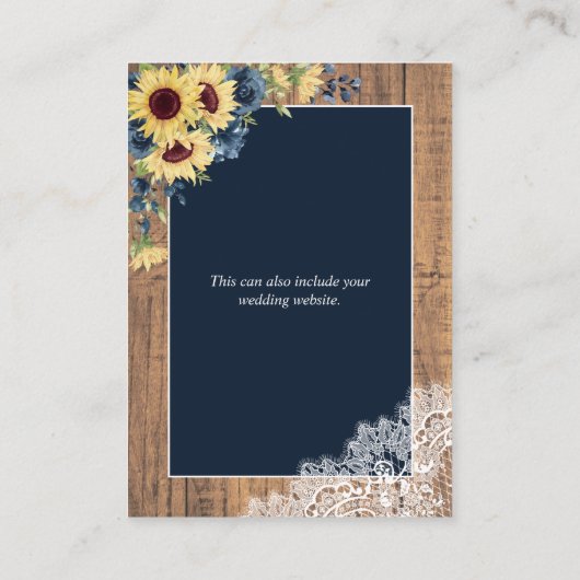 Nazeblauw zonnebloem Botanische kant houten detail Informatiekaartje (Achterkant)