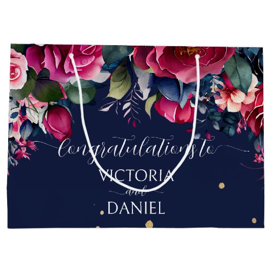 Nazeblauwe roze roze bruine bruine rozen bruiloft groot cadeauzakje (Achterkant)