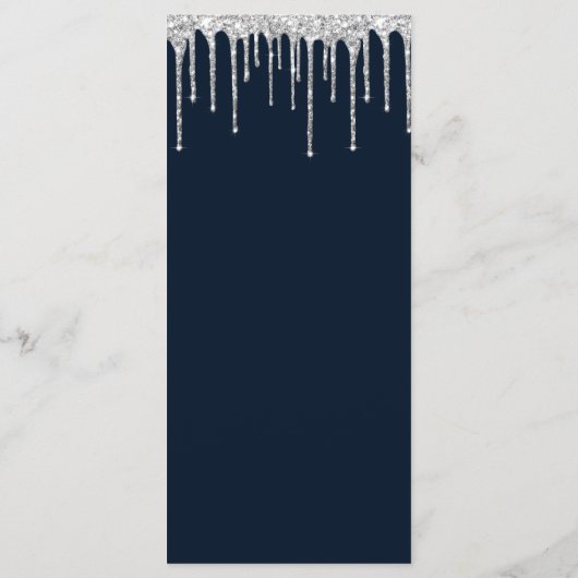 Nazeblauwe zilverglitterdruppels Birthday Programm Programma (Achterkant)