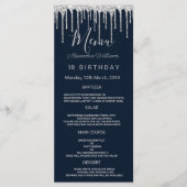 Nazeblauwe zilverglitterdruppels Birthday Programm Programma (Voorkant)