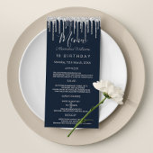 Nazeblauwe zilverglitterdruppels Birthday Programm Programma