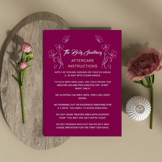 Nazorginstructie Logo vrouwen Body Bourgogne Visitekaartje