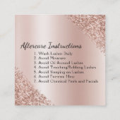 Nazorginstructies Eyelashes Roos Gold Pink Vierkante Visitekaartje (Achterkant)