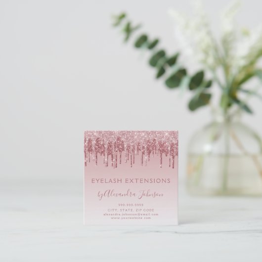 Nazorginstructies Eyelashes Roos Gold Vierkante Visitekaartje (Staand voorkant)