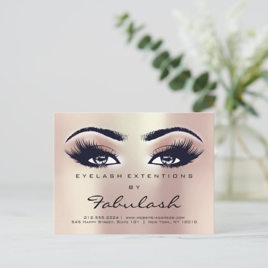 Nazorginstructies Lashes Extension Roos Gold Briefkaart (Staand voorkant)