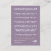 Nazorginstructies Logo vrouwen Lichaam Paarse Visitekaartje (Achterkant)